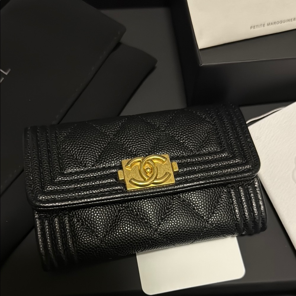 Chanel Boy Black Caviar Leather wallet
